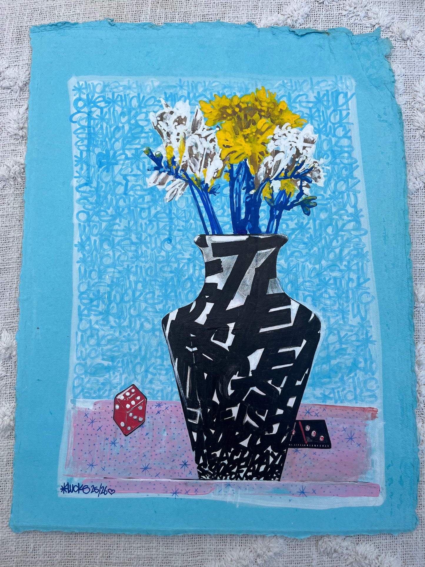 Original artwork from Works on Paper No.36 by Lucks, featuring intricate abstract designs on textured paper.