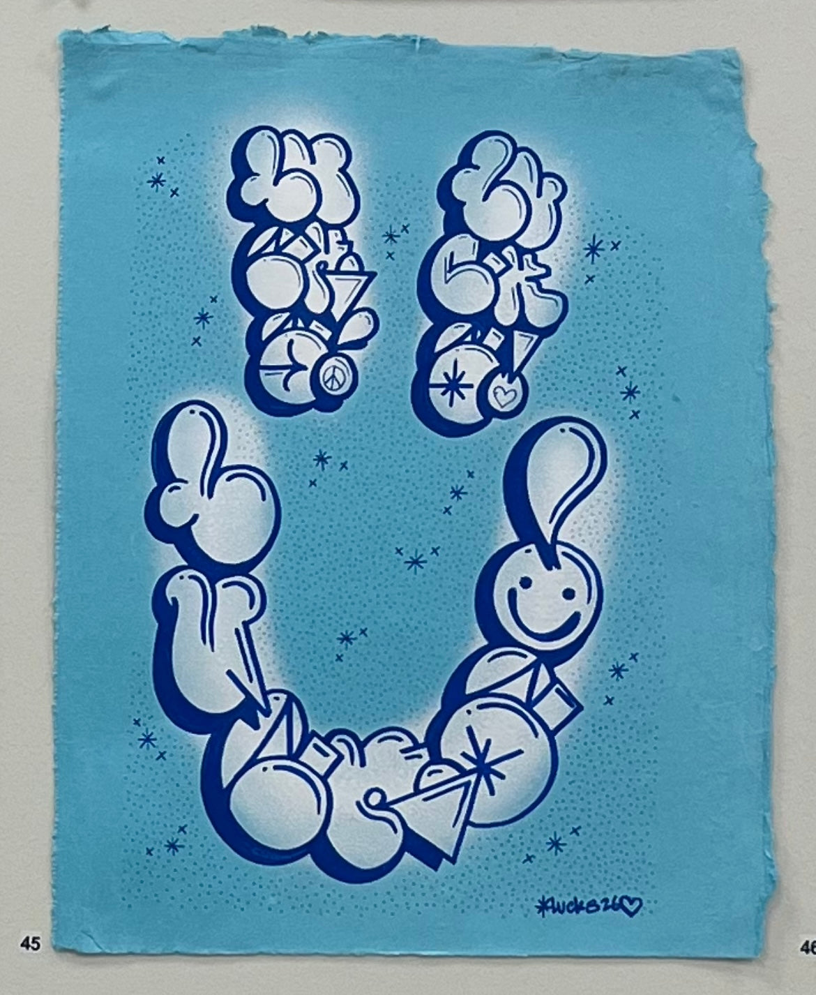 Original artwork from Lucks titled Works on Paper No.45, featuring abstract mixed media on paper.