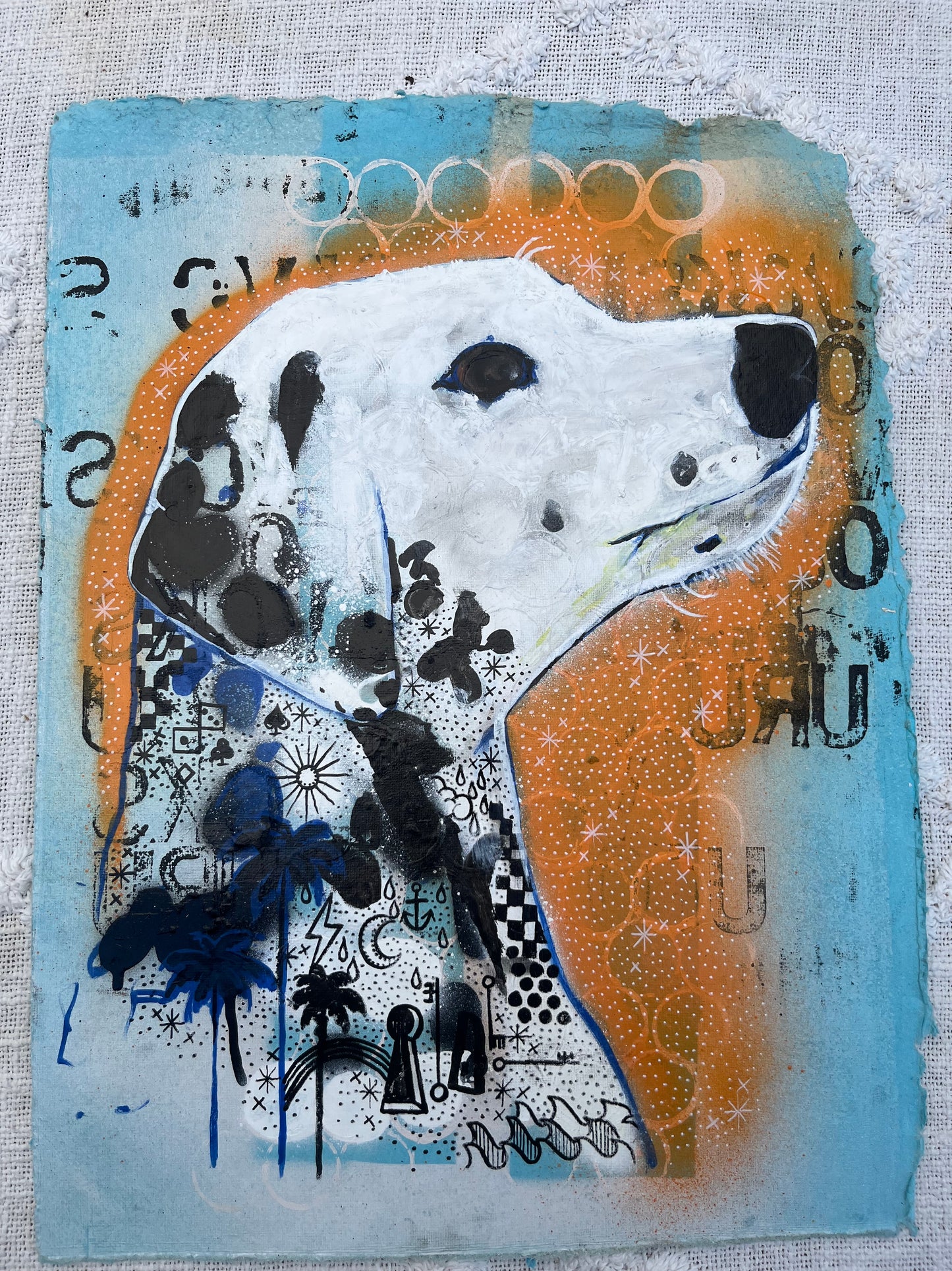 Original artwork "Works on Paper No.17" by Lucks, showcasing abstract ink and watercolor on textured paper.