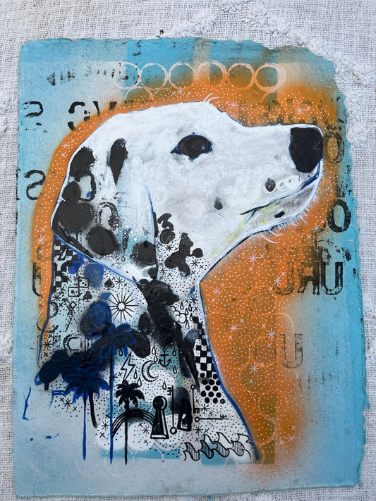 Original artwork "Works on Paper No.17" by Lucks, showcasing abstract ink and watercolor on textured paper.