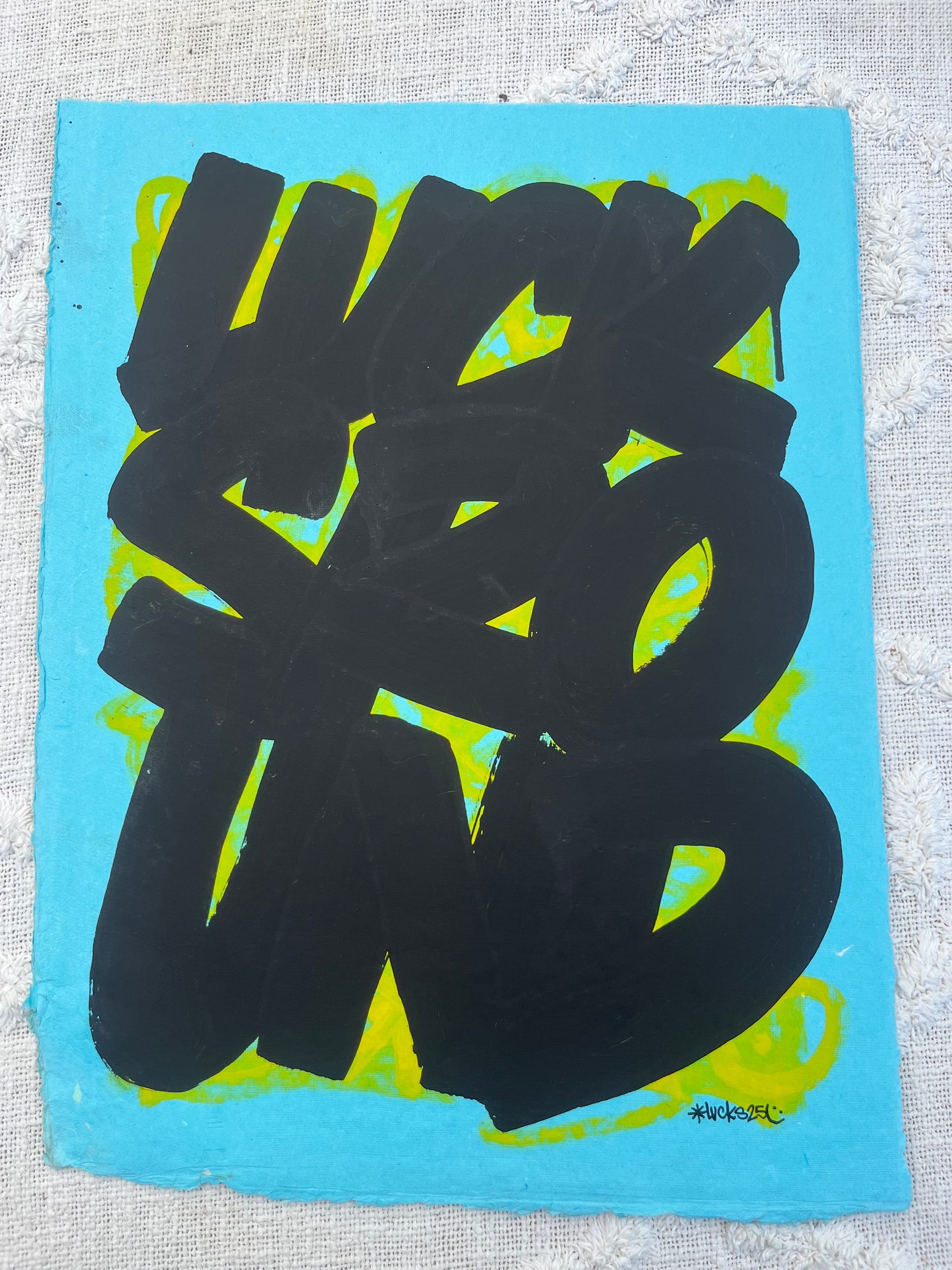 Original artwork from Lucks titled "Works on Paper No.31," featuring abstract mixed media on paper.