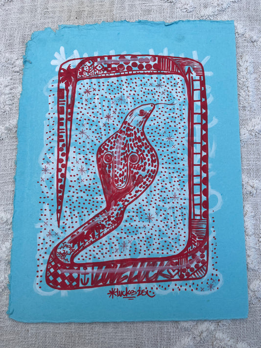 Original artwork from Lucks titled Works on Paper No.32, featuring abstract, mixed media art on textured paper.