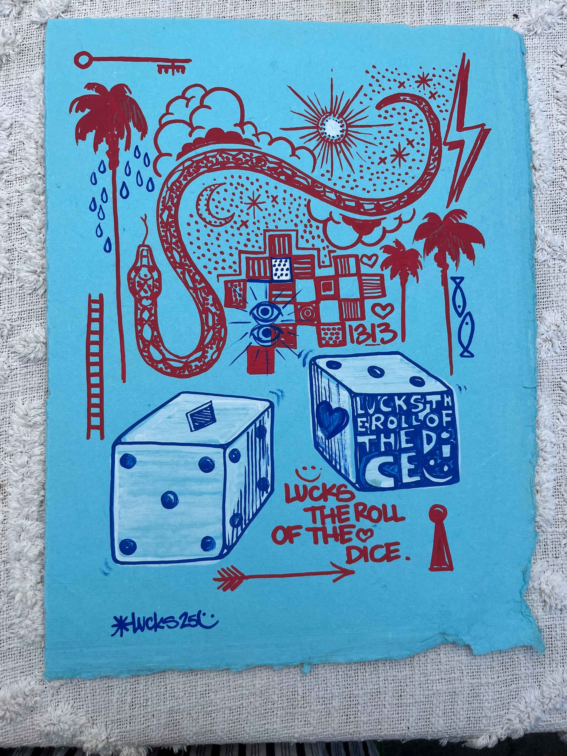 Original artwork "Works on Paper No.66" by Lucks, featuring abstract mixed media art on paper.