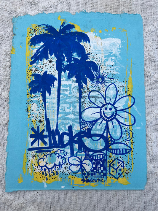 Original artwork titled Works on Paper No.3 by Lucks, featuring intricate paper art with detailed textures and creative design.