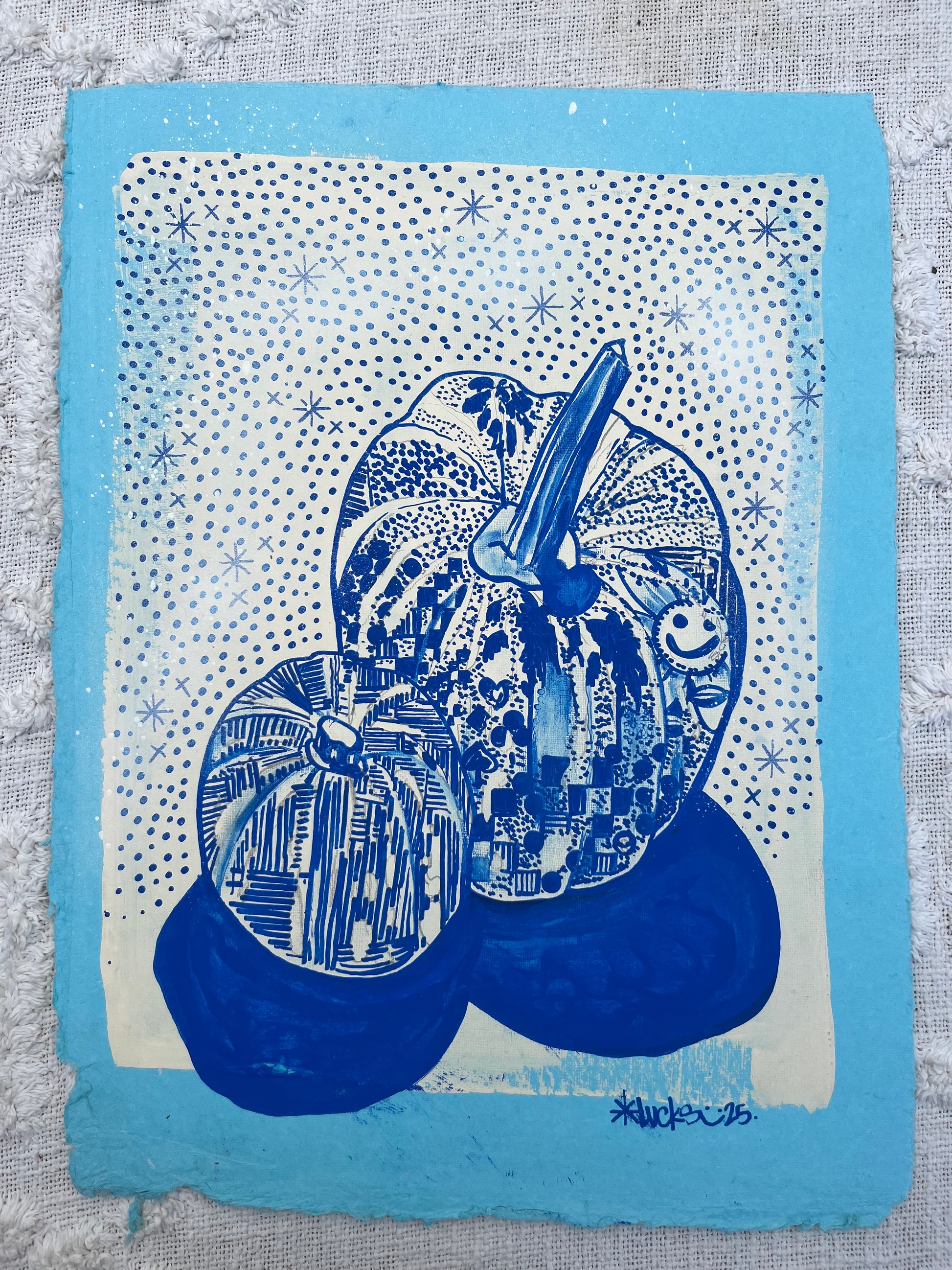 Original artwork "Works on Paper No.50" by Lucks, featuring abstract art on paper with vibrant colors and textured brushstrokes.