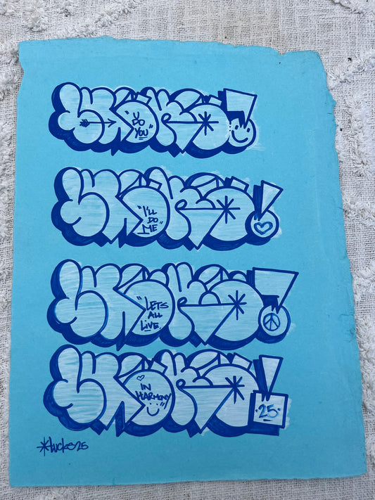 Original artwork by Lucks titled Works on Paper No.4, featuring abstract ink and watercolor on textured paper.