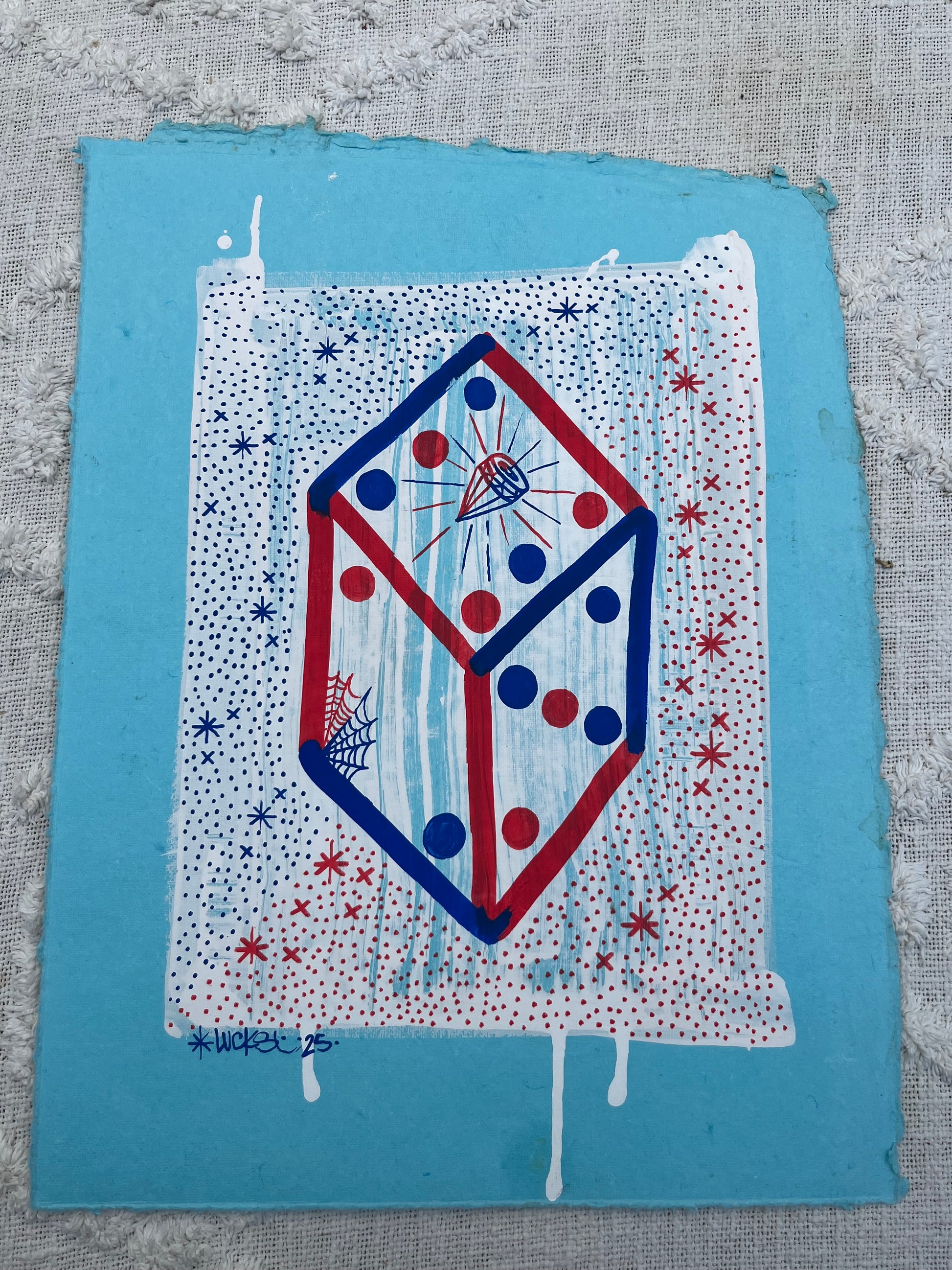 Original artwork "Works on Paper No.10" by Lucks, featuring abstract mixed media art on paper.
