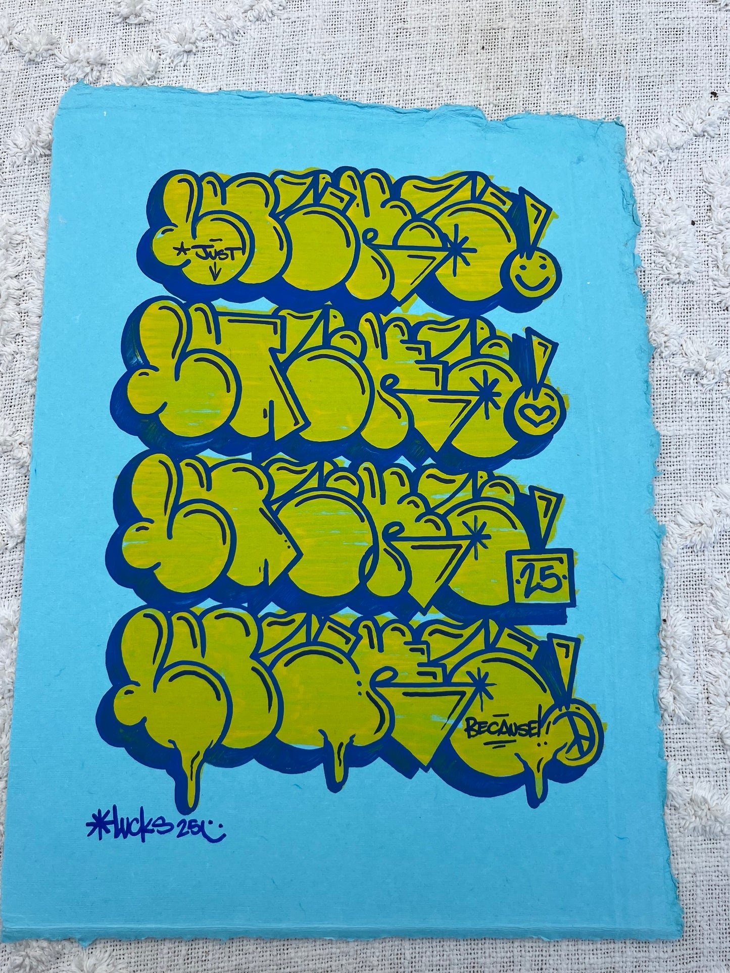 Original artwork "Works on Paper No.7" by Lucks, showcasing abstract mixed media art on paper.