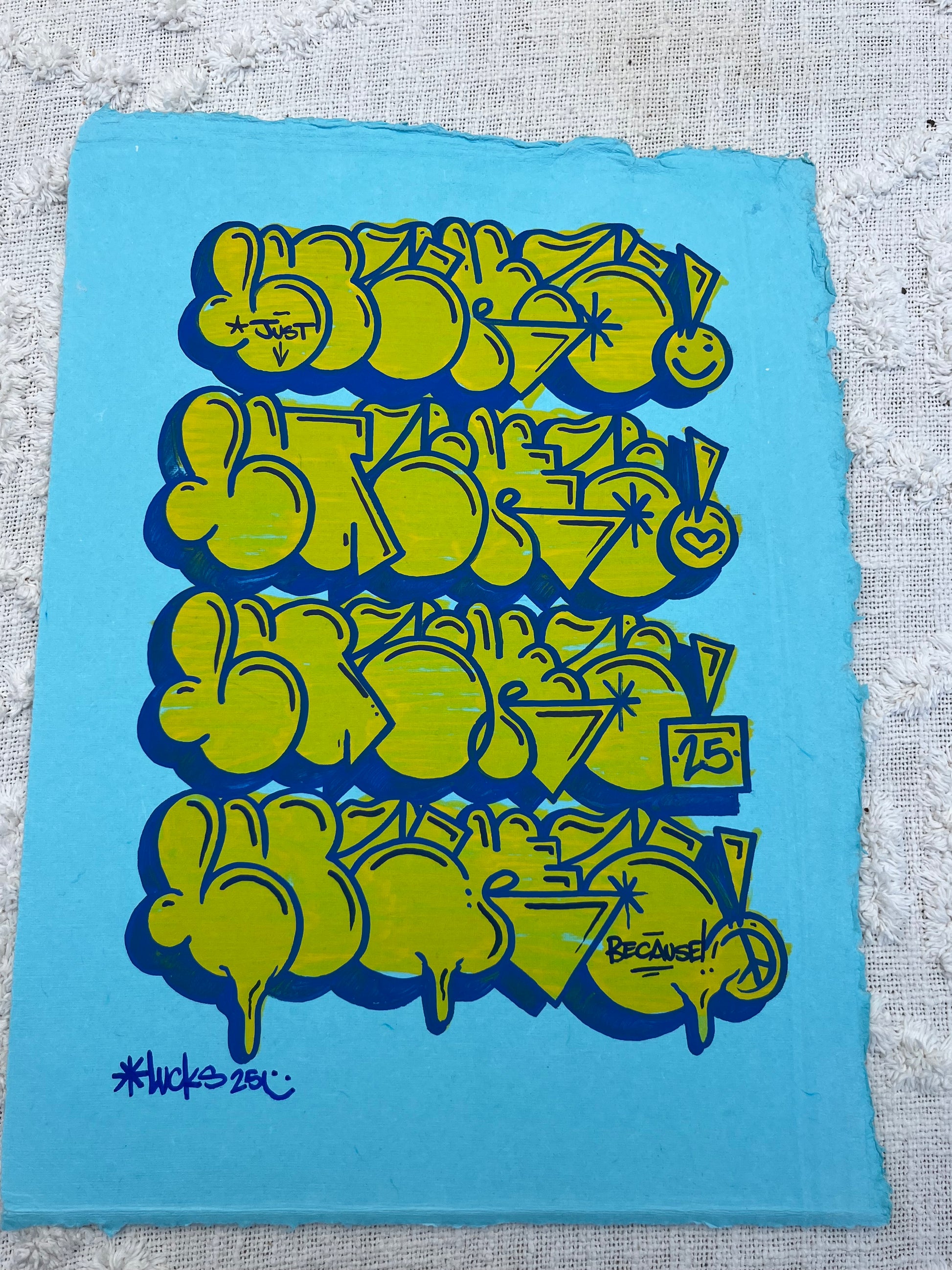 Original artwork "Works on Paper No.7" by Lucks, showcasing abstract mixed media art on paper.