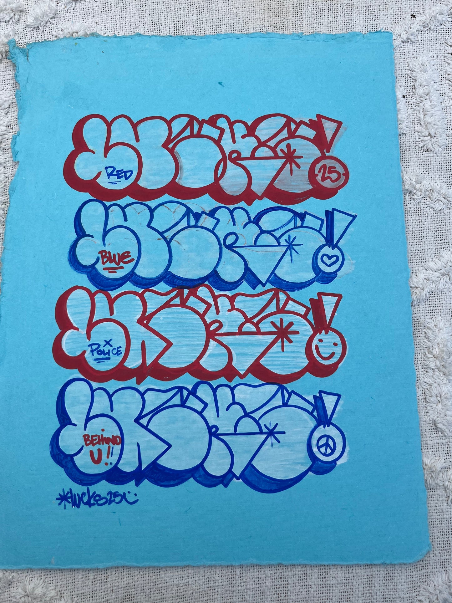 Original artwork "Works on Paper No.11" by Lucks, featuring abstract ink and watercolor on textured paper.