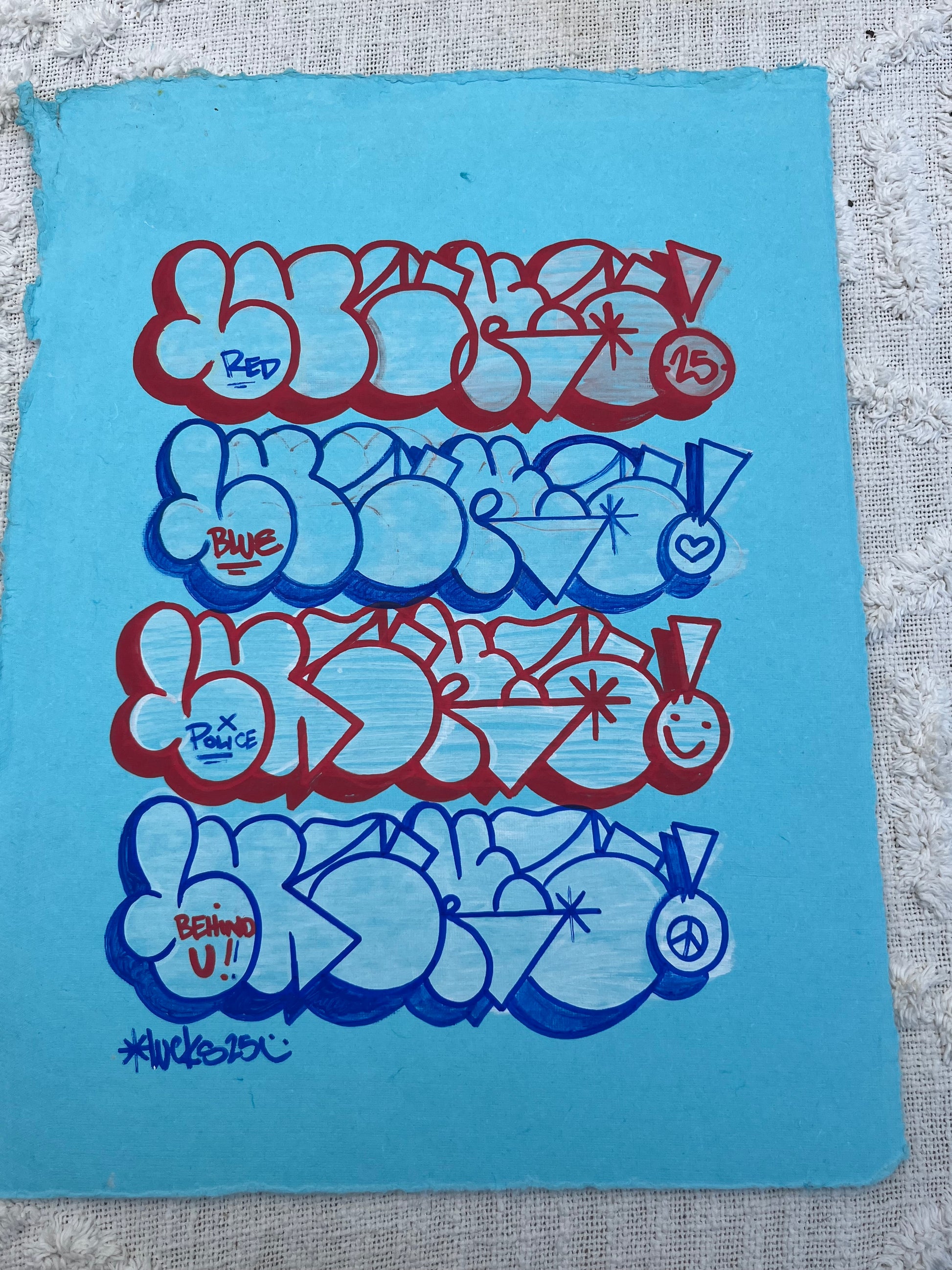 Original artwork "Works on Paper No.11" by Lucks, featuring abstract ink and watercolor on textured paper.
