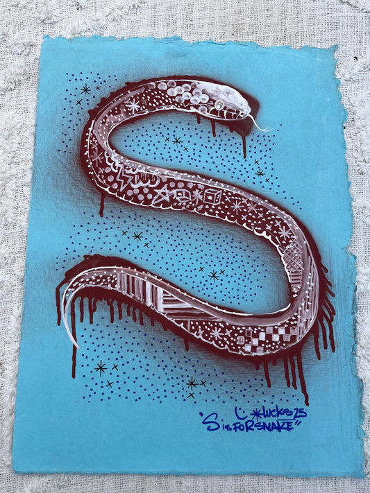 Original artwork on paper No.24 by Lucks, featuring abstract mixed media art with vibrant colors and textured details.
