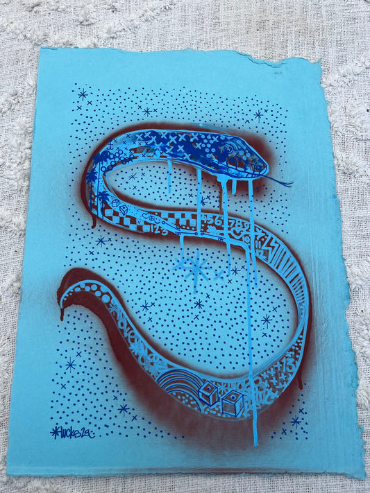 Original artwork from Lucks titled "Works on Paper No.1" featuring abstract ink and watercolor on paper.