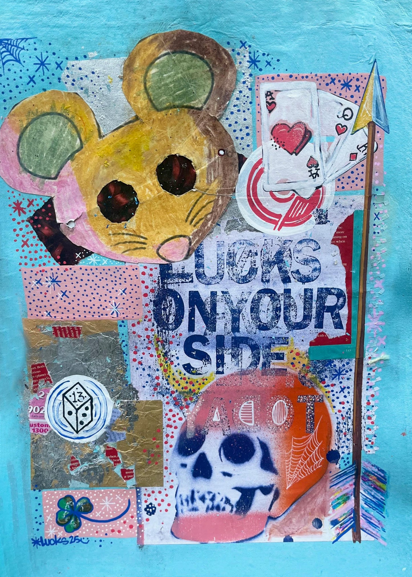 Original artwork "Works on Paper No.22" by Lucks, featuring abstract mixed media art on paper with vibrant colors.